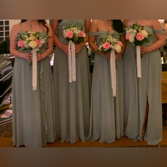 Birdy Grey Theresa Chiffon Bridesmaid Dress - Sage (hemmed; has pockets) - Picture 15 of 16